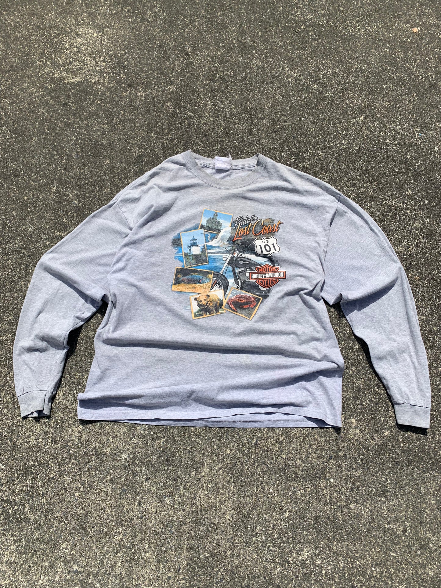 Vintage 90s Harley Davidson Redwood Run Route 50 Long Sleeve T-Shirt