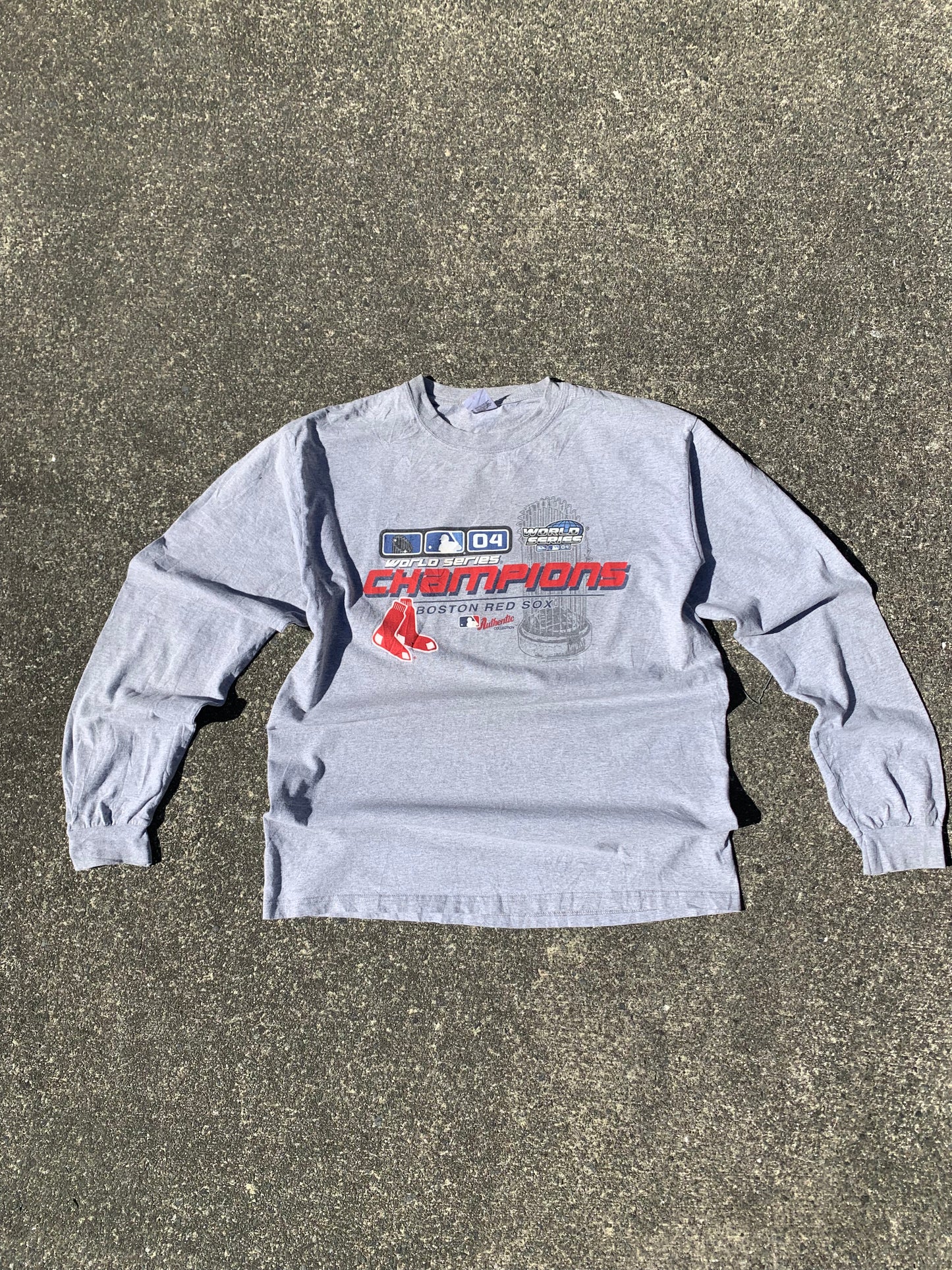 Vintage Grey Boston Red Sox Long Sleeve Shirt - L