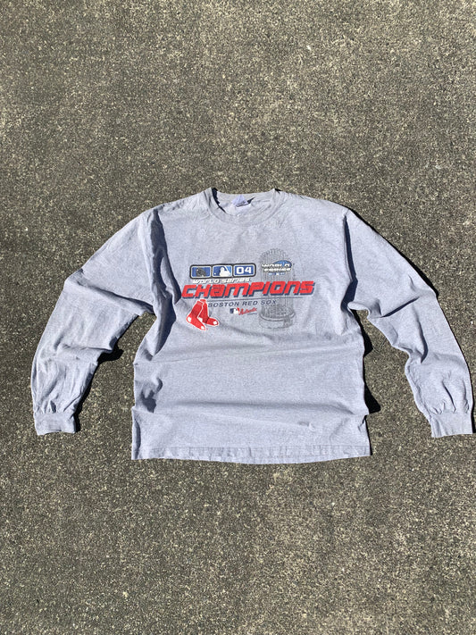 Vintage Grey Boston Red Sox Long Sleeve Shirt - L