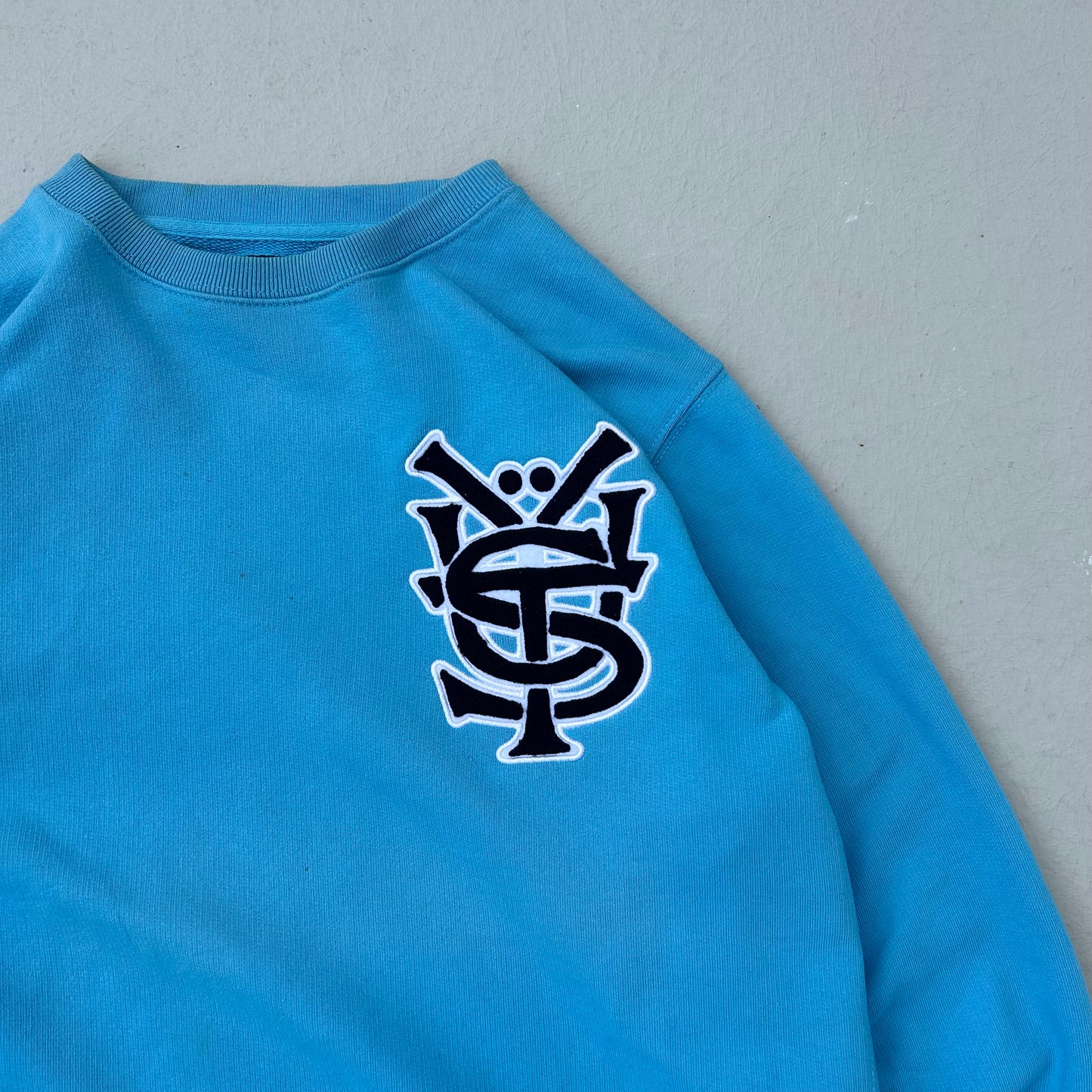 2010's Blue Stüssy Crewneck Hoodie - M