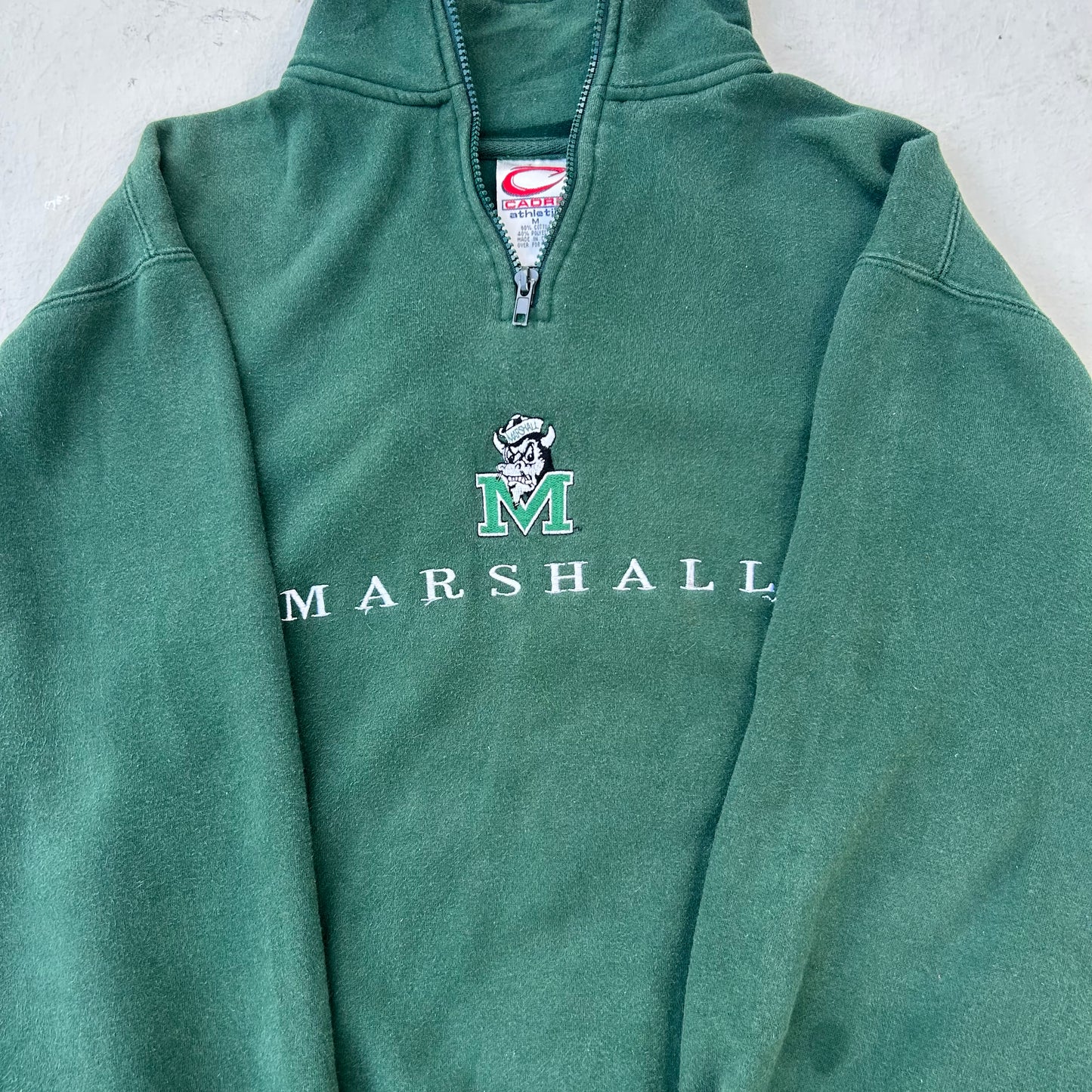 90's Green Marshall College Quarter Zip - M