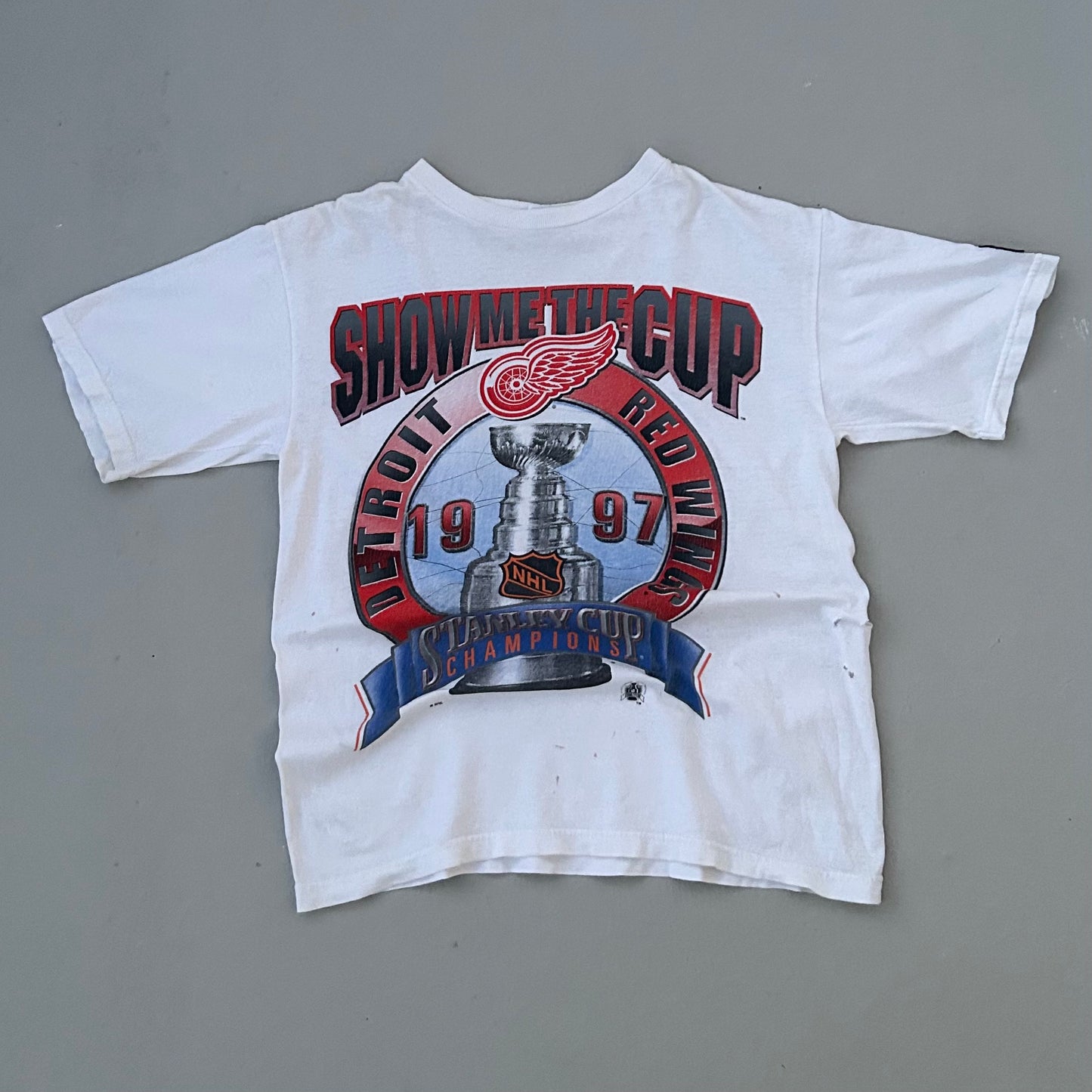90's White Detroit Red Wings Shirt - Y14-16